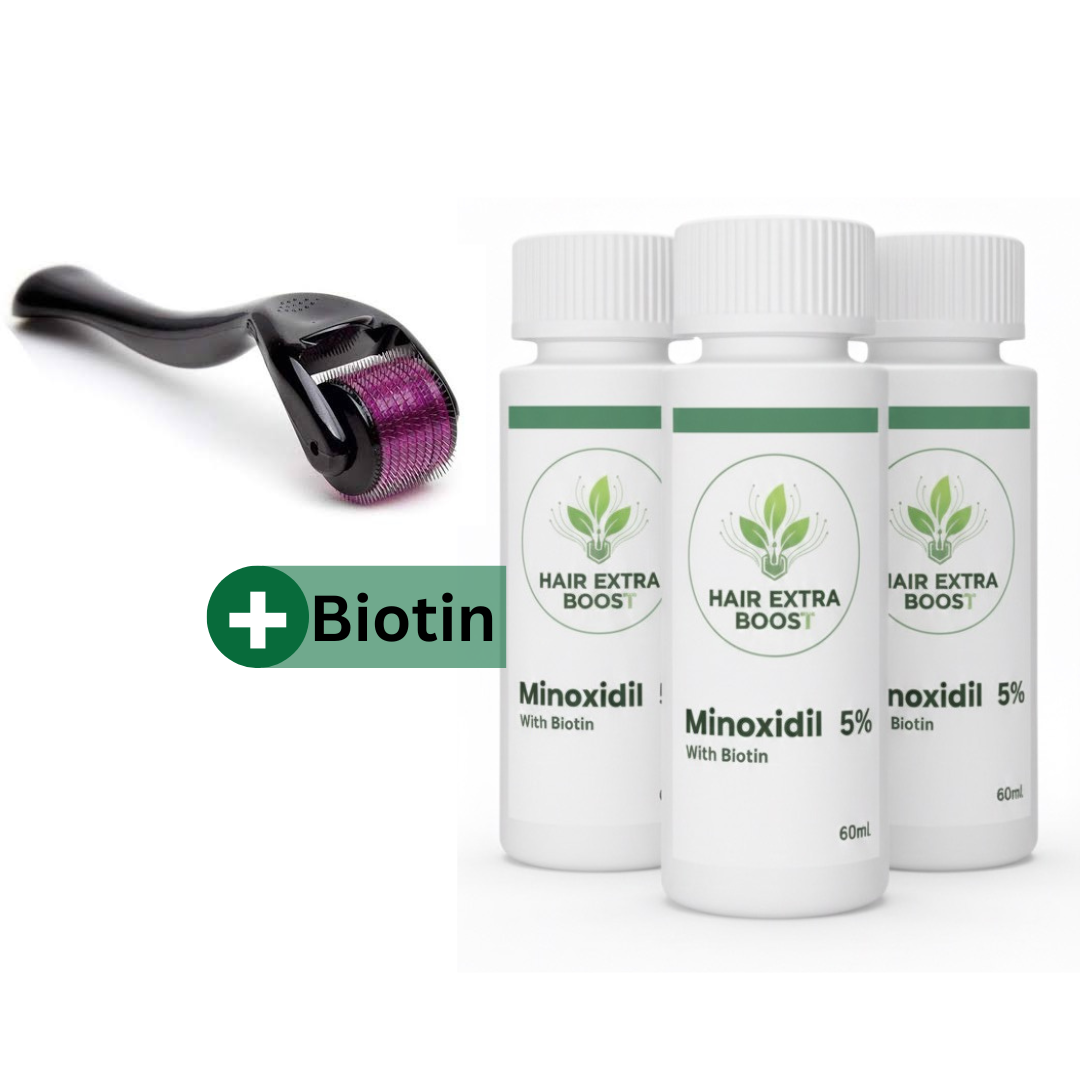 Minoxidil 5% with Biotin (& Derma roller)
