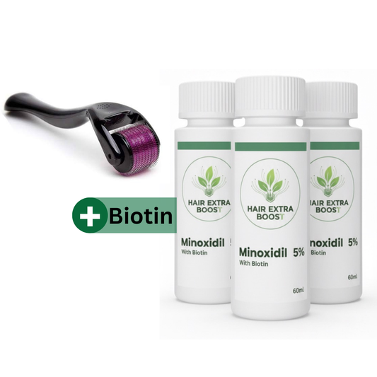 Minoxidil 5% with Biotin (& Derma roller)